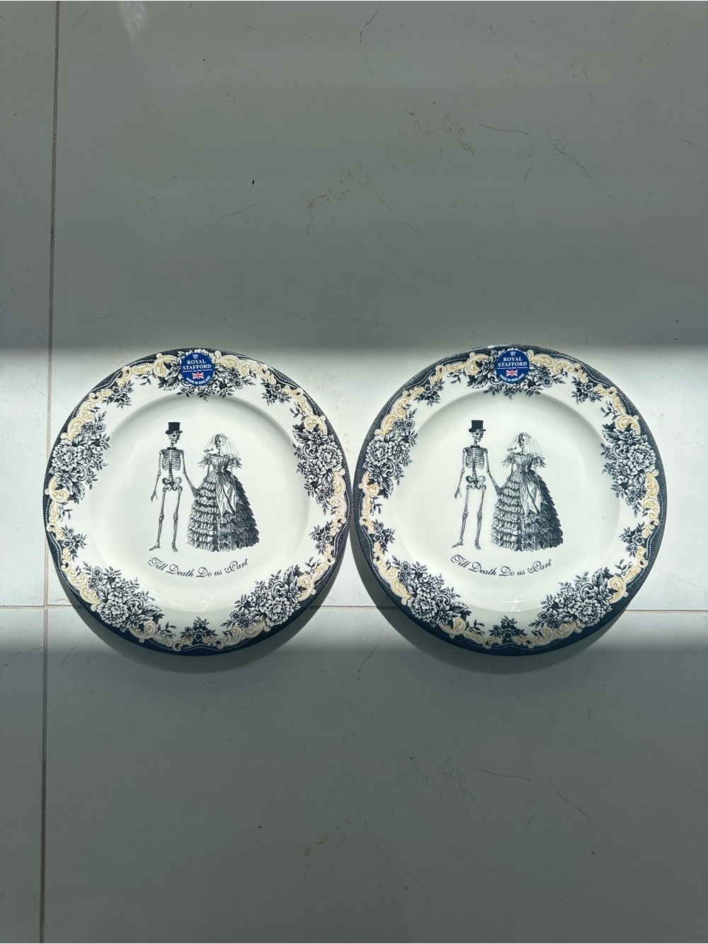 Stafford Royal till death do us part Couple Decorative Dinner Plates (Pair)